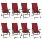 vidaXL Sedie Giardino Reclinabili 8pz Cuscini Massello Acacia Grigio vidaXL Sedie Giardino Reclinabili 8pz Cuscini Massello Acacia Grigio