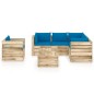 vidaXL Set Salotto da Giardino con Cuscini 8 pz Legno Impregnato Verde vidaXL Set Salotto da Giardino con Cuscini 8 pz Legno Impregnato Verde