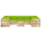 vidaXL Set Divani da Giardino con Cuscini 10 pz Legno Impregnato Verde