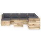 vidaXL Set Divani da Giardino con Cuscini 9 pz Legno Impregnato Verde vidaXL Set Divani da Giardino con Cuscini 9 pz Legno Impregnato Verde