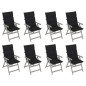 vidaXL Sedie Giardino Reclinabili 8pz Cuscini Massello Acacia Grigio vidaXL Sedie Giardino Reclinabili 8pz Cuscini Massello Acacia Grigio