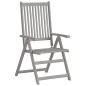 vidaXL Sedie Giardino Reclinabili 8pz Cuscini Massello Acacia Grigio vidaXL Sedie Giardino Reclinabili 8pz Cuscini Massello Acacia Grigio