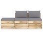 vidaXL Set Salotto da Giardino 3 pz con Cuscini Legno Impregnato Verde