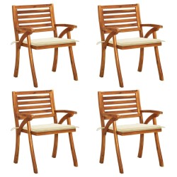 vidaXL Sedie da Giardino con Cuscini 4 pz in Legno Massello di Acacia