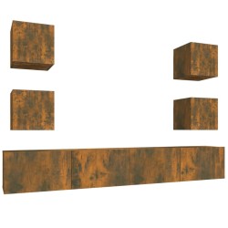 vidaXL Set di Mobili Porta TV 6 pz Rovere Fumo in Legno Multistrato