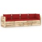vidaXL Divano da Giardino 4 Posti con Cuscini Legno Impregnato Verde vidaXL Divano da Giardino 4 Posti con Cuscini Legno Impregnato Verde