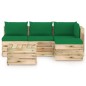 vidaXL Set Salotto da Giardino con Cuscini 5 pz Legno Impregnato Verde