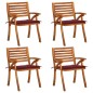 vidaXL Sedie da Giardino con Cuscini 4 pz in Legno Massello di Acacia vidaXL Sedie da Giardino con Cuscini 4 pz in Legno Massello di Acacia