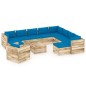 vidaXL Set Salotto da Giardino con Cuscini 12pz Legno Impregnato Verde vidaXL Set Salotto da Giardino con Cuscini 12pz Legno Impregnato Verde
