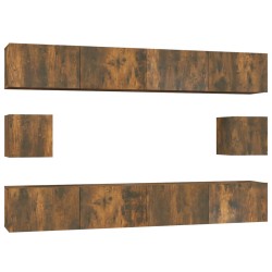 Set di Mobili Porta TV 6 pz Rovere Fumo in Legno Multistrato