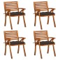 vidaXL Sedie da Giardino con Cuscini 4 pz in Legno Massello di Acacia vidaXL Sedie da Giardino con Cuscini 4 pz in Legno Massello di Acacia