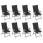vidaXL Sedie Giardino Reclinabili 8pz Cuscini Massello Acacia Grigio vidaXL Sedie Giardino Reclinabili 8pz Cuscini Massello Acacia Grigio