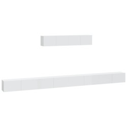 Set di Mobili Porta TV 6 pz Bianco Lucido in Legno Multistrato