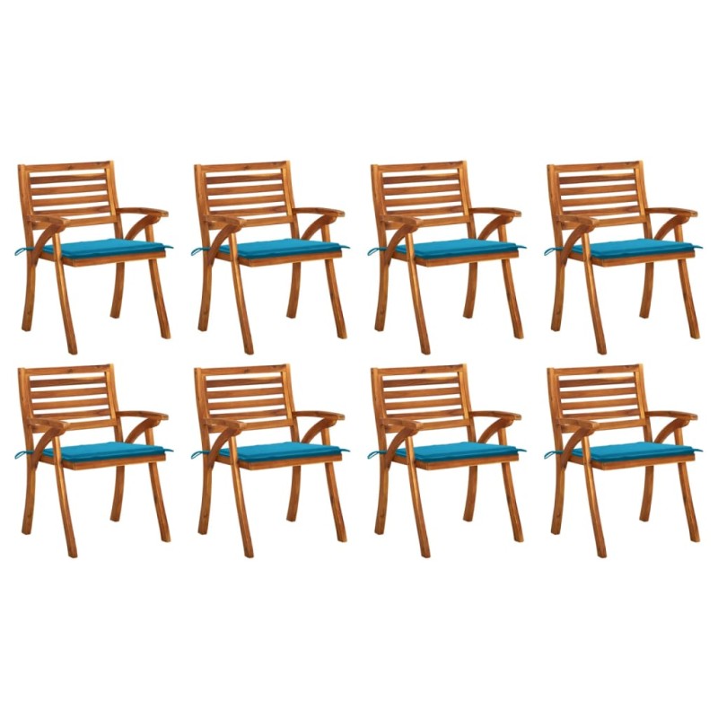 vidaXL Sedie da Giardino con Cuscini 8 pz in Legno Massello di Acacia vidaXL Sedie da Giardino con Cuscini 8 pz in Legno Massello di Acacia