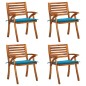 vidaXL Sedie da Giardino con Cuscini 4 pz in Legno Massello di Acacia vidaXL Sedie da Giardino con Cuscini 4 pz in Legno Massello di Acacia