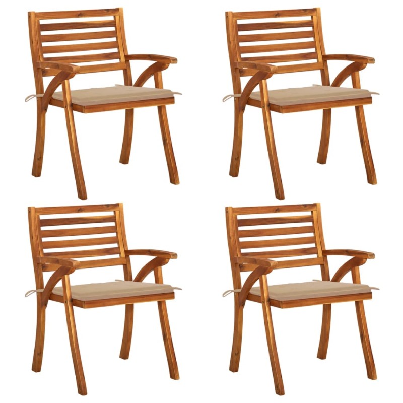 vidaXL Sedie da Giardino con Cuscini 4 pz in Legno Massello di Acacia vidaXL Sedie da Giardino con Cuscini 4 pz in Legno Massello di Acacia