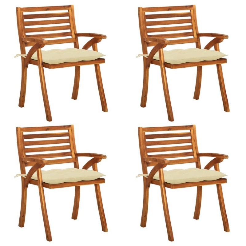 vidaXL Sedie da Giardino con Cuscini 4 pz in Legno Massello di Acacia vidaXL Sedie da Giardino con Cuscini 4 pz in Legno Massello di Acacia