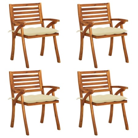 vidaXL Sedie da Giardino con Cuscini 4 pz in Legno Massello di Acacia