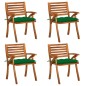 vidaXL Sedie da Giardino con Cuscini 4 pz in Legno Massello di Acacia vidaXL Sedie da Giardino con Cuscini 4 pz in Legno Massello di Acacia
