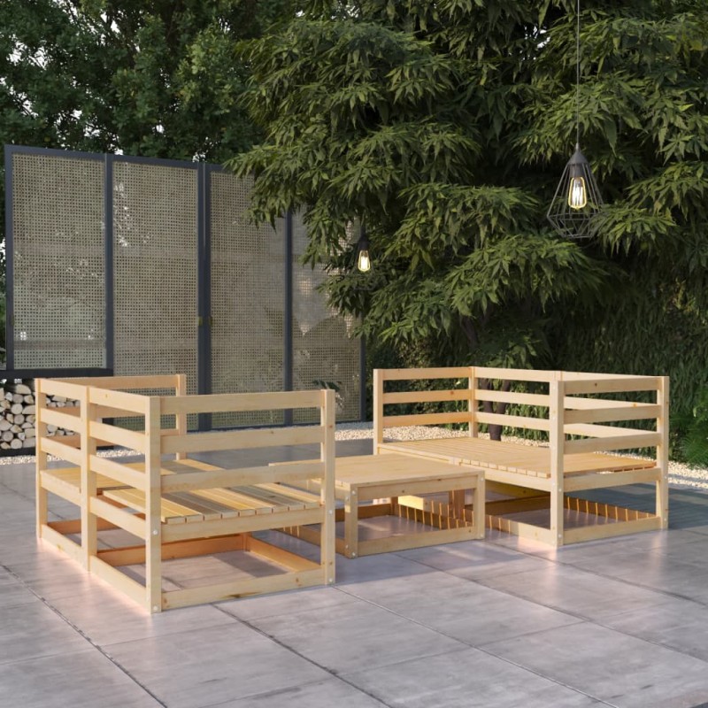 vidaXL Set Divani da Giardino 5 pz in Legno Massello di Pino vidaXL Set Divani da Giardino 5 pz in Legno Massello di Pino