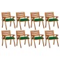 vidaXL Sedie da Giardino con Cuscini 8 pz in Legno Massello di Acacia vidaXL Sedie da Giardino con Cuscini 8 pz in Legno Massello di Acacia