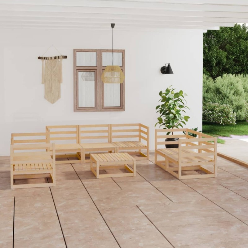 vidaXL Set Divani da Giardino 9 pz in Legno Massello di Pino vidaXL Set Divani da Giardino 9 pz in Legno Massello di Pino
