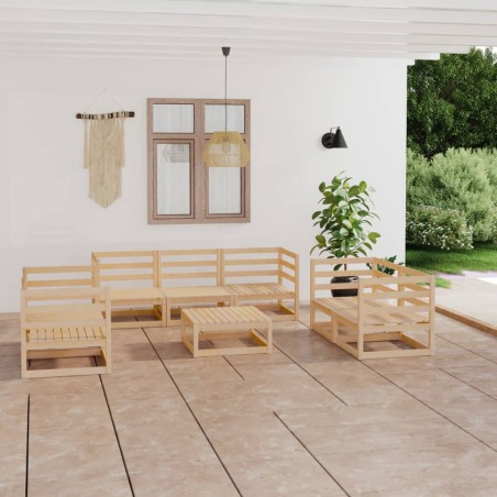 vidaXL Set Divani da Giardino 9 pz in Legno Massello di Pino