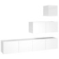 Set di Mobili Porta TV 4 pz Bianco Lucido in Legno Multistrato Set di Mobili Porta TV 4 pz Bianco Lucido in Legno Multistrato
