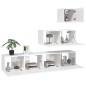 Set di Mobili Porta TV 4 pz Bianco Lucido in Legno Multistrato Set di Mobili Porta TV 4 pz Bianco Lucido in Legno Multistrato