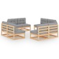 vidaXL Set Divani da Giardino 8 pz con Cuscini Legno Massello Pino vidaXL Set Divani da Giardino 8 pz con Cuscini Legno Massello Pino