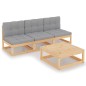 vidaXL Set Divani da Giardino 4 pz con Cuscini Legno Massello Pino vidaXL Set Divani da Giardino 4 pz con Cuscini Legno Massello Pino