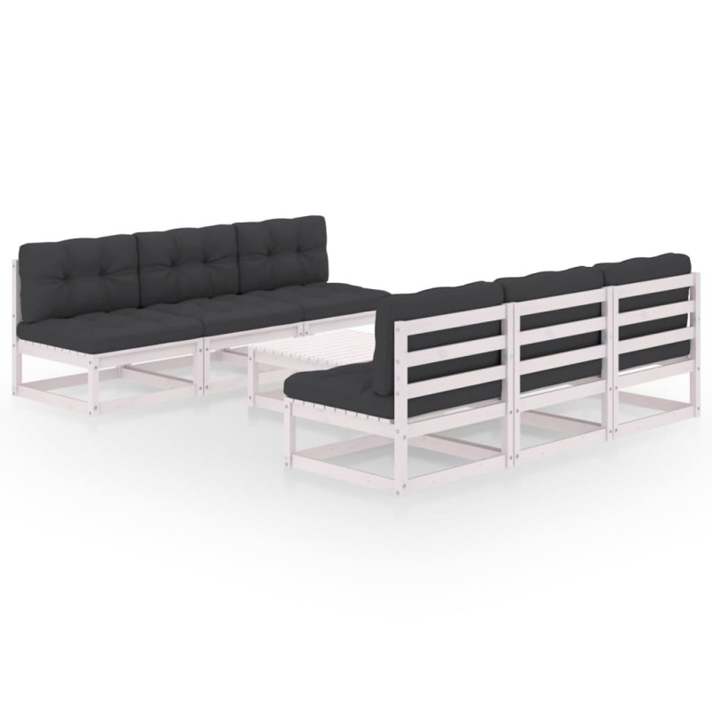 vidaXL Set Divani da Giardino 7 pz con Cuscini Legno Massello di Pino vidaXL Set Divani da Giardino 7 pz con Cuscini Legno Massello di Pino