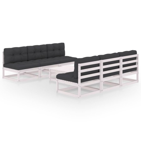 vidaXL Set Divani da Giardino 7 pz con Cuscini Legno Massello di Pino
