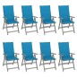 vidaXL Sedie Giardino Reclinabili 8pz Cuscini Massello Acacia Grigio vidaXL Sedie Giardino Reclinabili 8pz Cuscini Massello Acacia Grigio