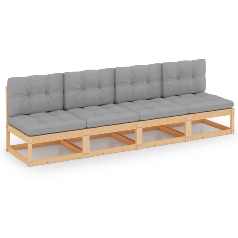 vidaXL Divano da Giardino a 4 Posti con Cuscini Legno Massello di Pino vidaXL Divano da Giardino a 4 Posti con Cuscini Legno Massello di Pino
