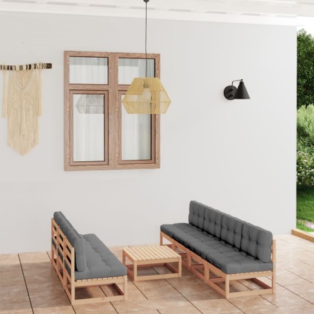 vidaXL Set Divani da Giardino 8 pz con Cuscini Legno Massello di Pino