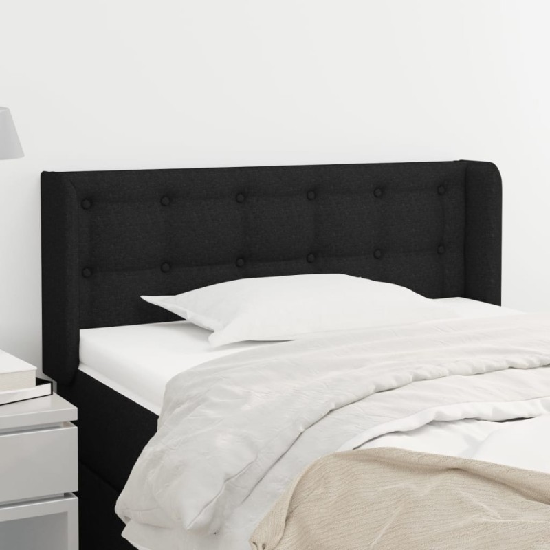 Testiera ad Orecchio Nera 93x16x78/88 cm in Tessuto Testiera ad Orecchio Nera 93x16x78/88 cm in Tessuto