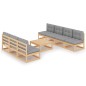 vidaXL Set Divani da Giardino 8 pz con Cuscini Legno Massello di Pino vidaXL Set Divani da Giardino 8 pz con Cuscini Legno Massello di Pino