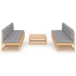 vidaXL Set Divani da Giardino 9 pz con Cuscini Legno Massello di Pino