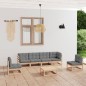 vidaXL Set Divani da Giardino 7 pz con Cuscini Legno Massello di Pino vidaXL Set Divani da Giardino 7 pz con Cuscini Legno Massello di Pino