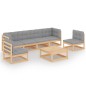 vidaXL Set Divani da Giardino 7 pz con Cuscini Legno Massello di Pino vidaXL Set Divani da Giardino 7 pz con Cuscini Legno Massello di Pino