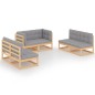 vidaXL Set Divani da Giardino 6 pz con Cuscini Legno Massello Pino vidaXL Set Divani da Giardino 6 pz con Cuscini Legno Massello Pino