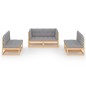 vidaXL Set Divani da Giardino 6 pz con Cuscini Legno Massello Pino vidaXL Set Divani da Giardino 6 pz con Cuscini Legno Massello Pino