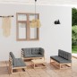 vidaXL Set Divani da Giardino 7 pz con Cuscini Legno Massello di Pino vidaXL Set Divani da Giardino 7 pz con Cuscini Legno Massello di Pino