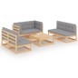 vidaXL Set Divani da Giardino 7 pz con Cuscini Legno Massello di Pino vidaXL Set Divani da Giardino 7 pz con Cuscini Legno Massello di Pino