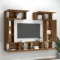 Set di Mobili Porta TV 6 pz Rovere Fumo in Legno Multistrato Set di Mobili Porta TV 6 pz Rovere Fumo in Legno Multistrato