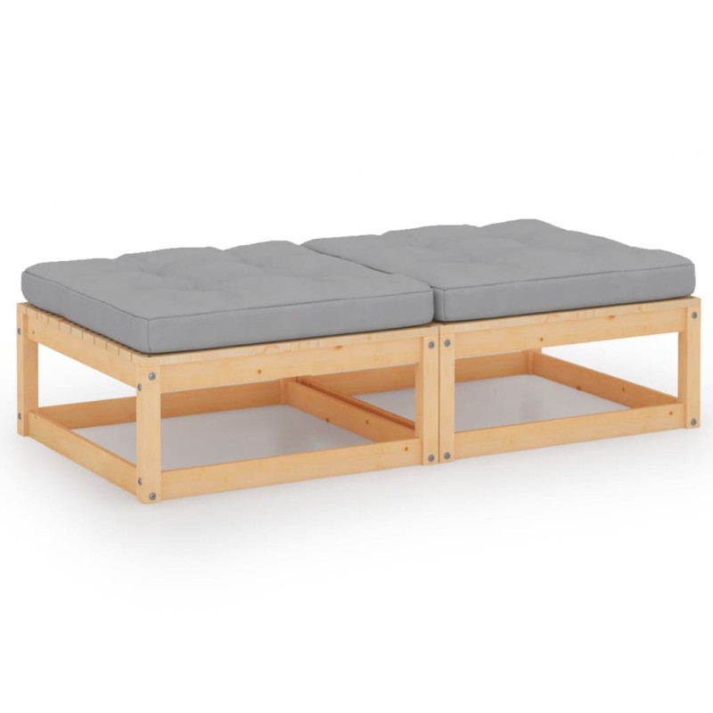 vidaXL Poggiapiedi da Giardino con Cuscini 2pz Legno Massello di Pino vidaXL Poggiapiedi da Giardino con Cuscini 2pz Legno Massello di Pino