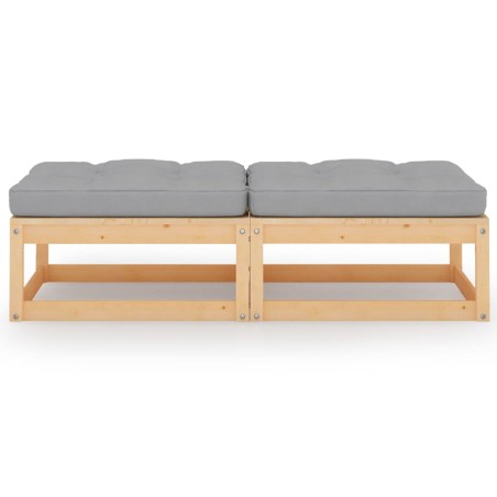 vidaXL Poggiapiedi da Giardino con Cuscini 2pz Legno Massello di Pino