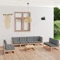 vidaXL Set Divani da Giardino 9 pz con Cuscini Legno Massello di Pino vidaXL Set Divani da Giardino 9 pz con Cuscini Legno Massello di Pino