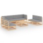 vidaXL Set Divani da Giardino 9 pz con Cuscini Legno Massello di Pino vidaXL Set Divani da Giardino 9 pz con Cuscini Legno Massello di Pino